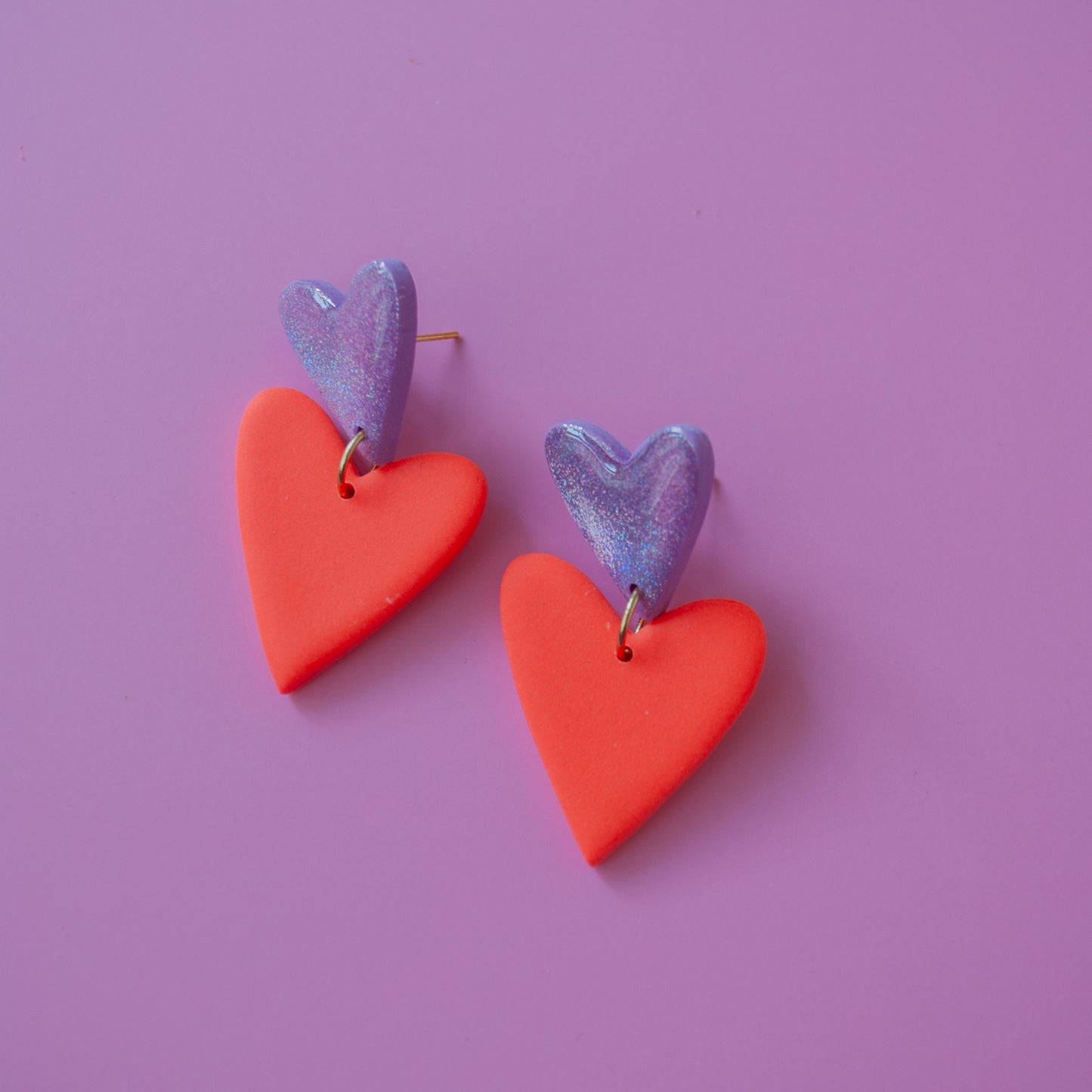 DOUBLE HEART - purple orange