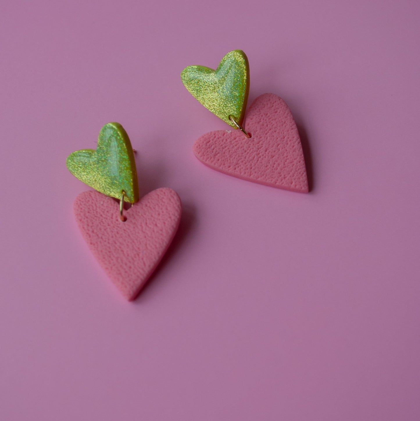 DOUBLE HEART - green pink