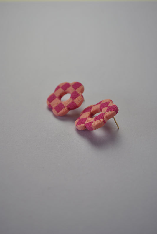 STUD MINI FLOWER - check pink