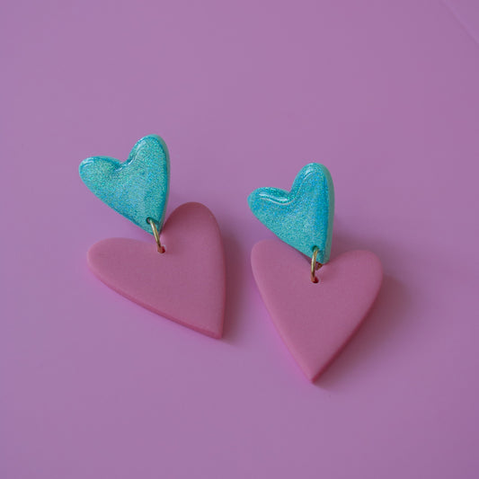 DOUBLE HEART - pink blue
