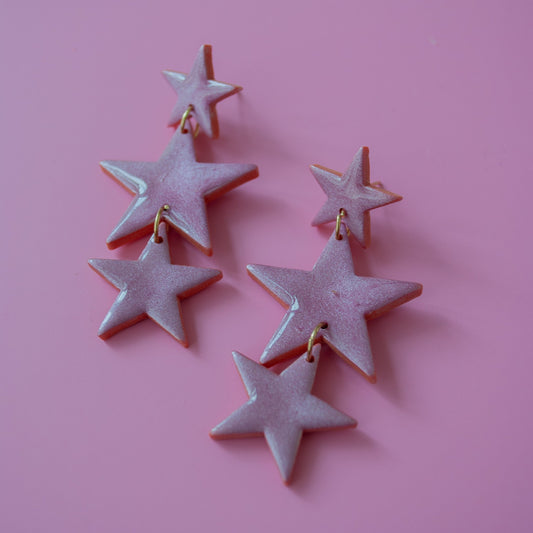 STARS - metallic pink orange