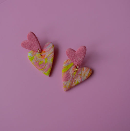 DOUBLE HEARTS - milkshake pink