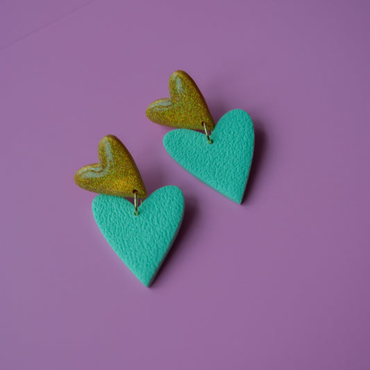 DOUBLE HEART - blue yellow