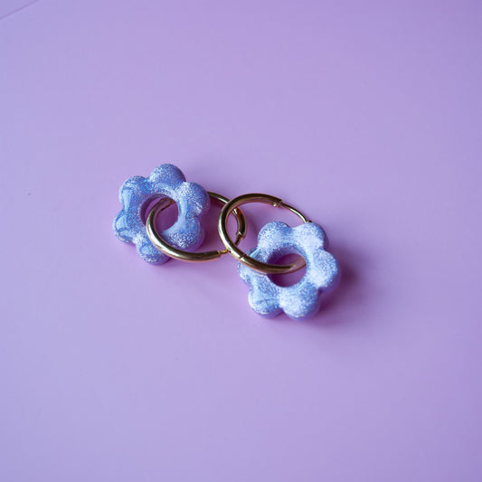 HOOP DAISY GOLD- LILA GLITTER