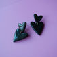 DOUBLE HEART - BLACK GLITTER