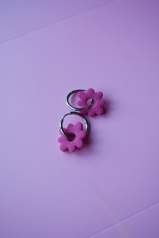 HOOP DAISY ZILVER - MAGENTA