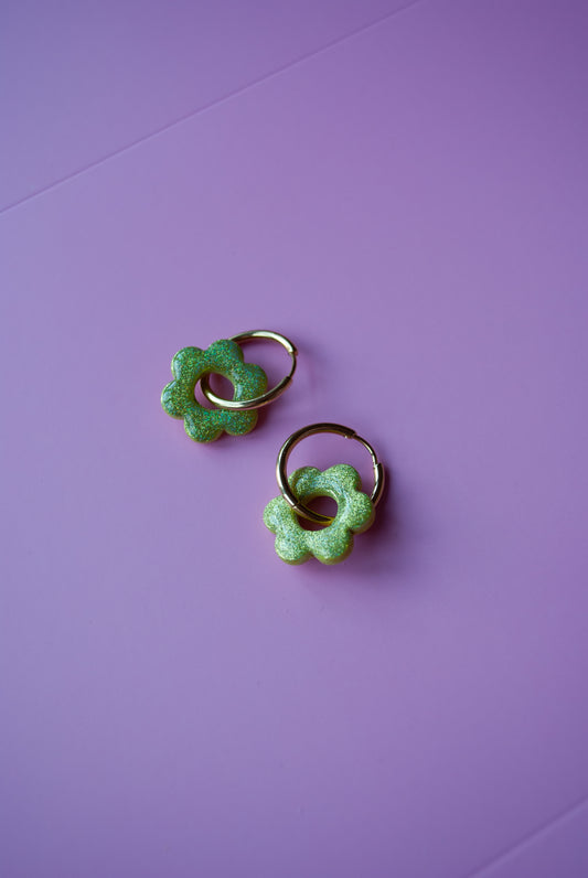 HOOP DAISY GOLD - GREEN GLITTER