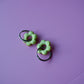 HOOP DAISY ZILVER - GREEN GLITTER