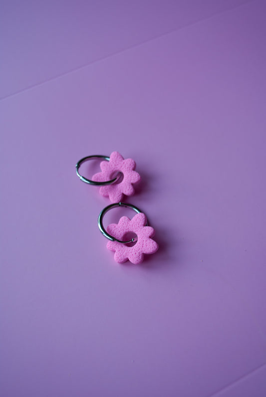 HOOP DAISY ZILVER - PINK