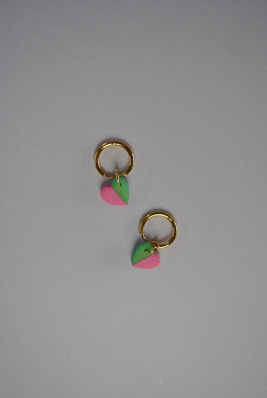 Hoop heart green/pink